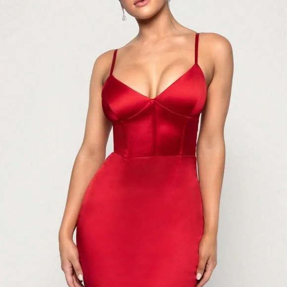 fitted lace wedding dress Celena Mini Dress | Red | Womens